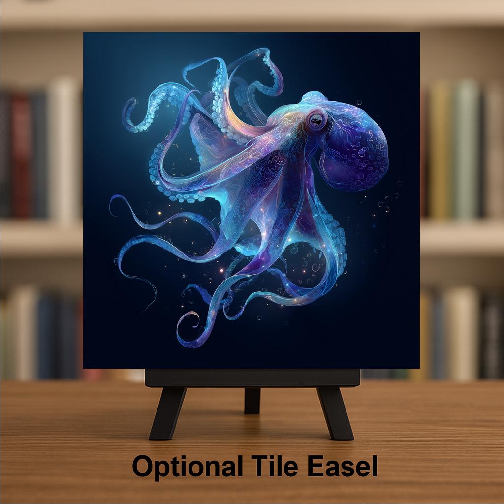 Octopus Ceramic Art Tile: Coastal Wall Decor Deep Sea Beach House Ocean Home Decor Wall Art