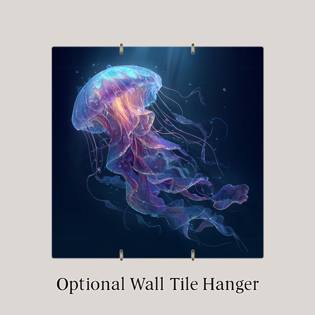 Jellyfish Ceramic Art Tile: Coastal Bathroom Wall Decor Deep Sea Beach House Ocean Home Decor Wall Art