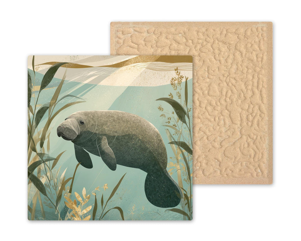 Manatee Ceramic Art Tile: Coastal Wall Decor Beach House Accent Florida Ocean Home Decor Wall Art
