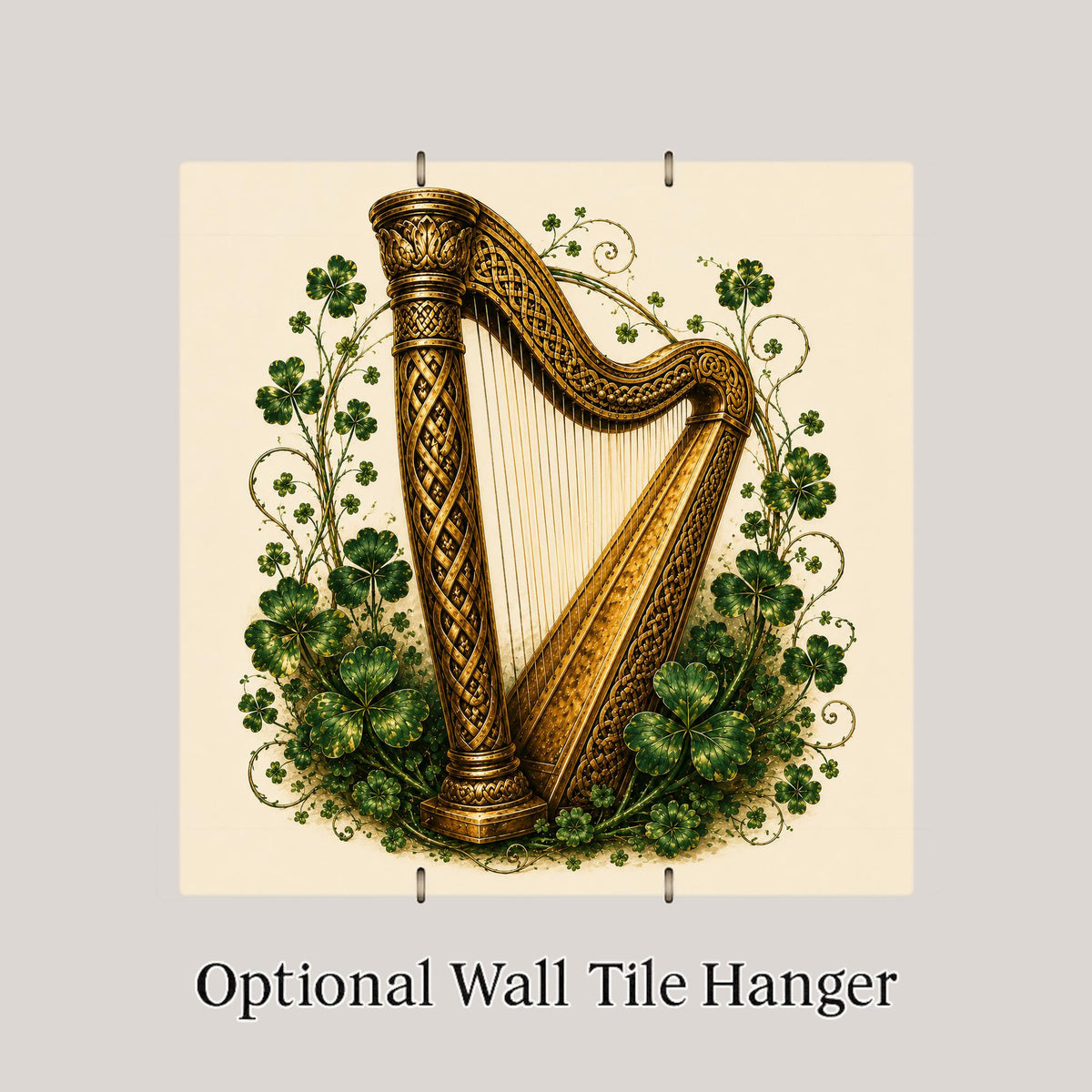 Irish Harp Celtic Ceramic Art Tile: Heritage Wall Decor Pub Style Irish Home Decor Wall Art