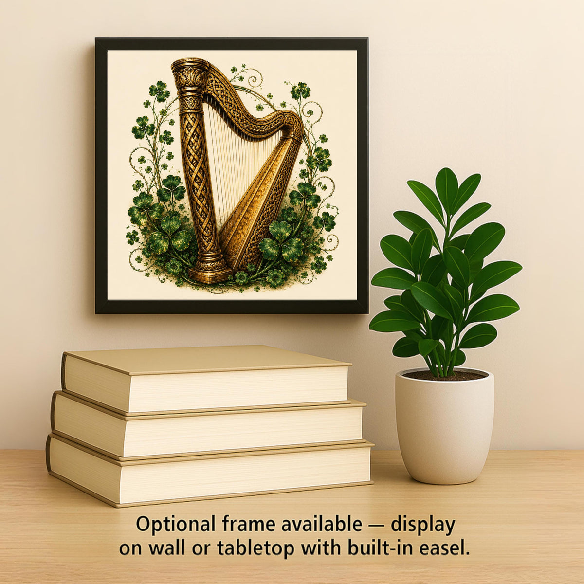 Irish Harp Celtic Ceramic Art Tile: Heritage Wall Decor Pub Style Irish Home Decor Wall Art