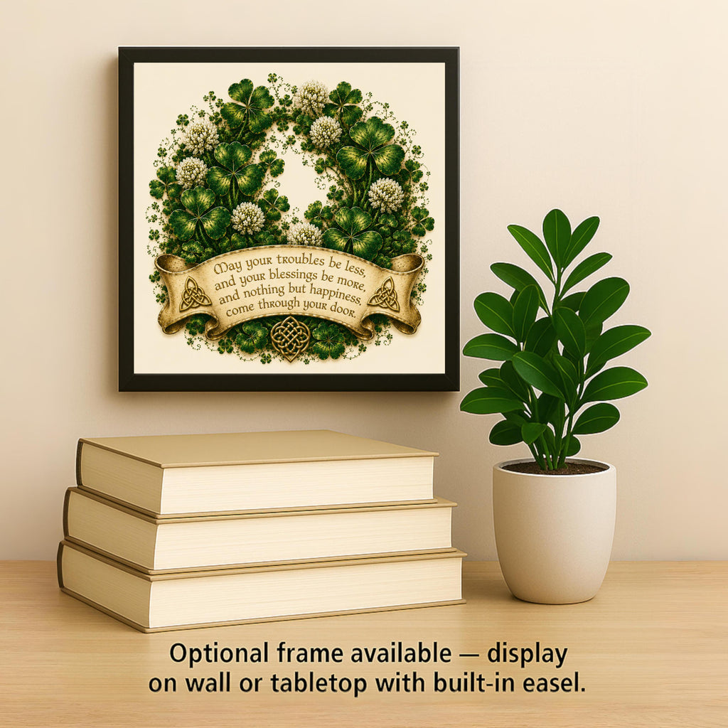 Irish Blessing Shamrock Ceramic Art Tile: St Patricks Day Wall Decor Irish Gift Home Decor Wall Art