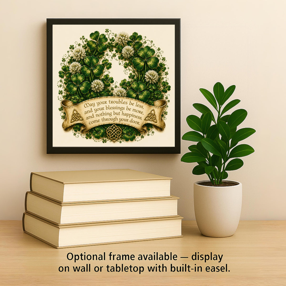 Irish Blessing Shamrock Ceramic Art Tile: St Patricks Day Wall Decor Irish Gift Home Decor Wall Art