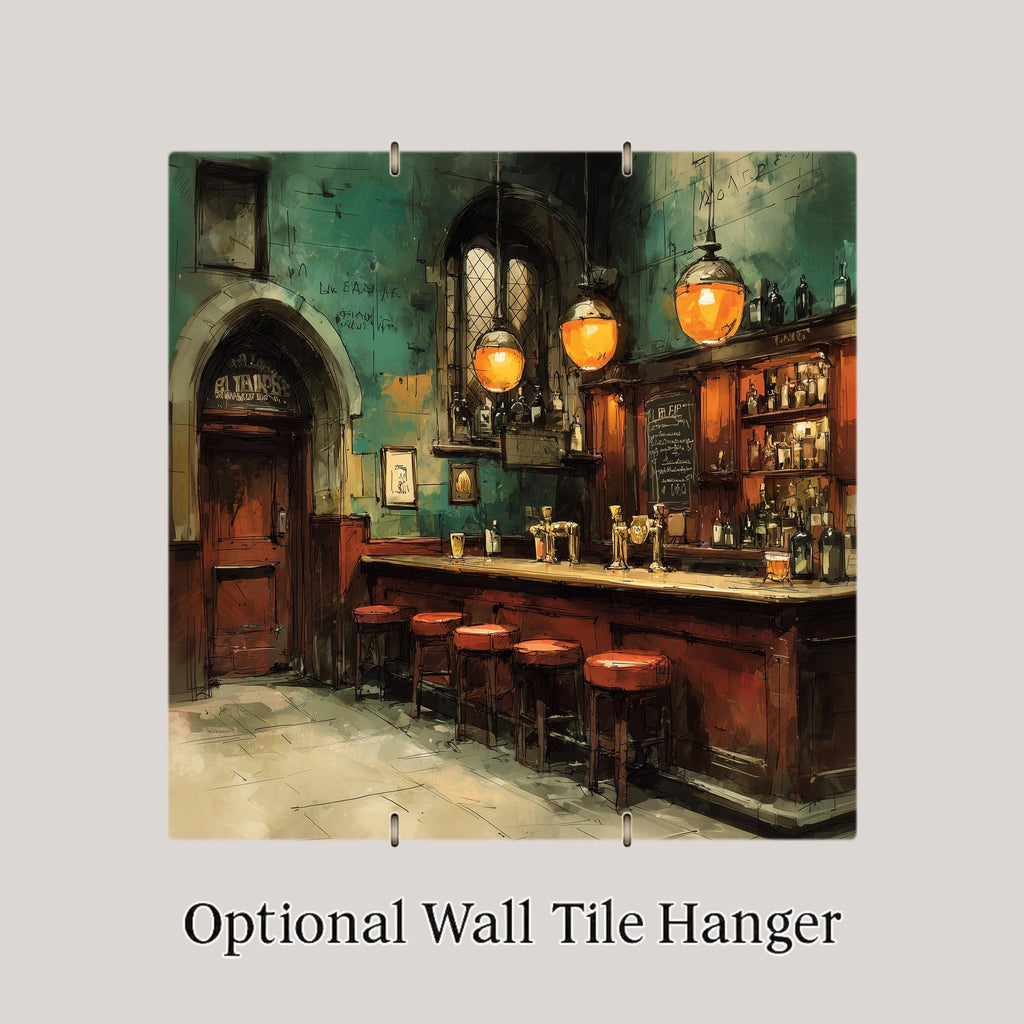 Modern Pub Bar Ceramic Art Tile: Painterly Home Bar Wall Decor Man Cave Cocktail Home Decor Wall Art