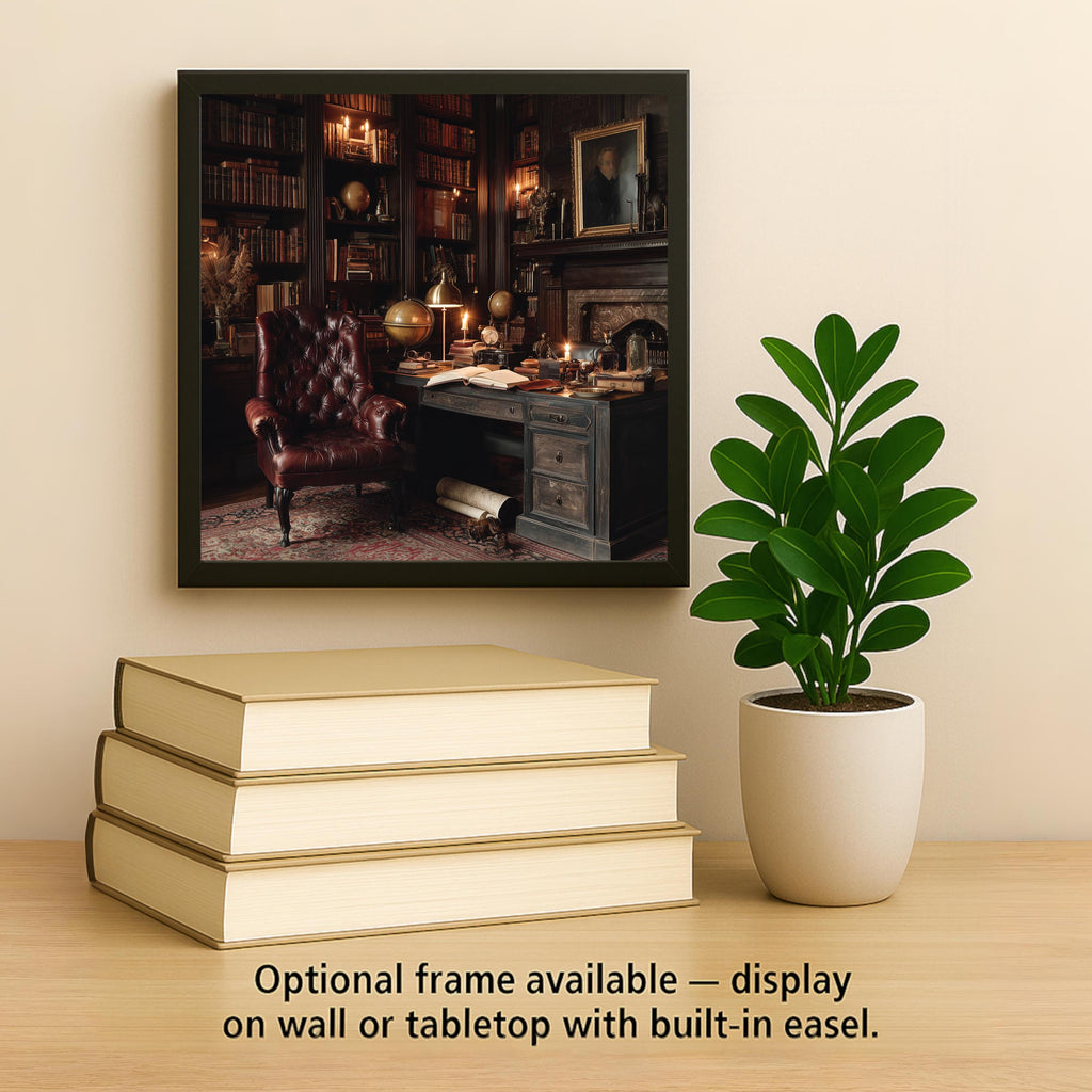 Vintage Library Ceramic Art Tile: Dark Academia Bookshelf Book Nook Wall Decor Gift for Her Reader Home Decor Bookish Gift