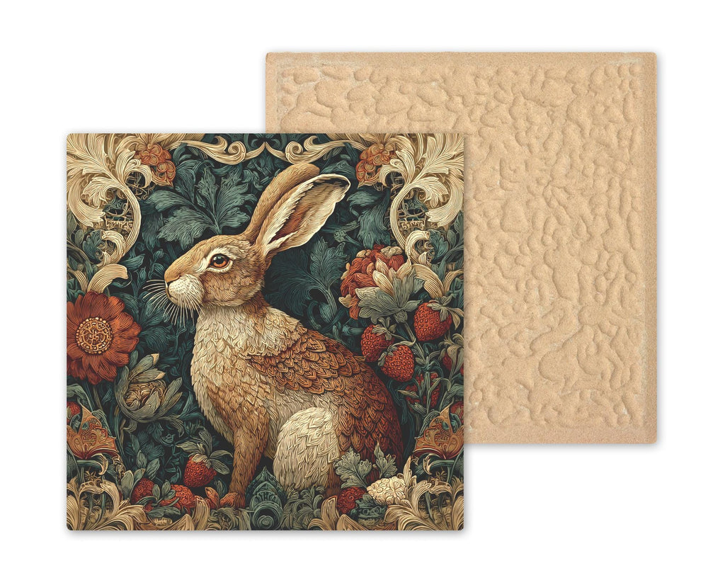 William Morris Hare Ceramic Art Tile: Woodland Wall Decor Art Nouveau Vintage Inspired Art Traditional Home Decor Rabbit Lover
