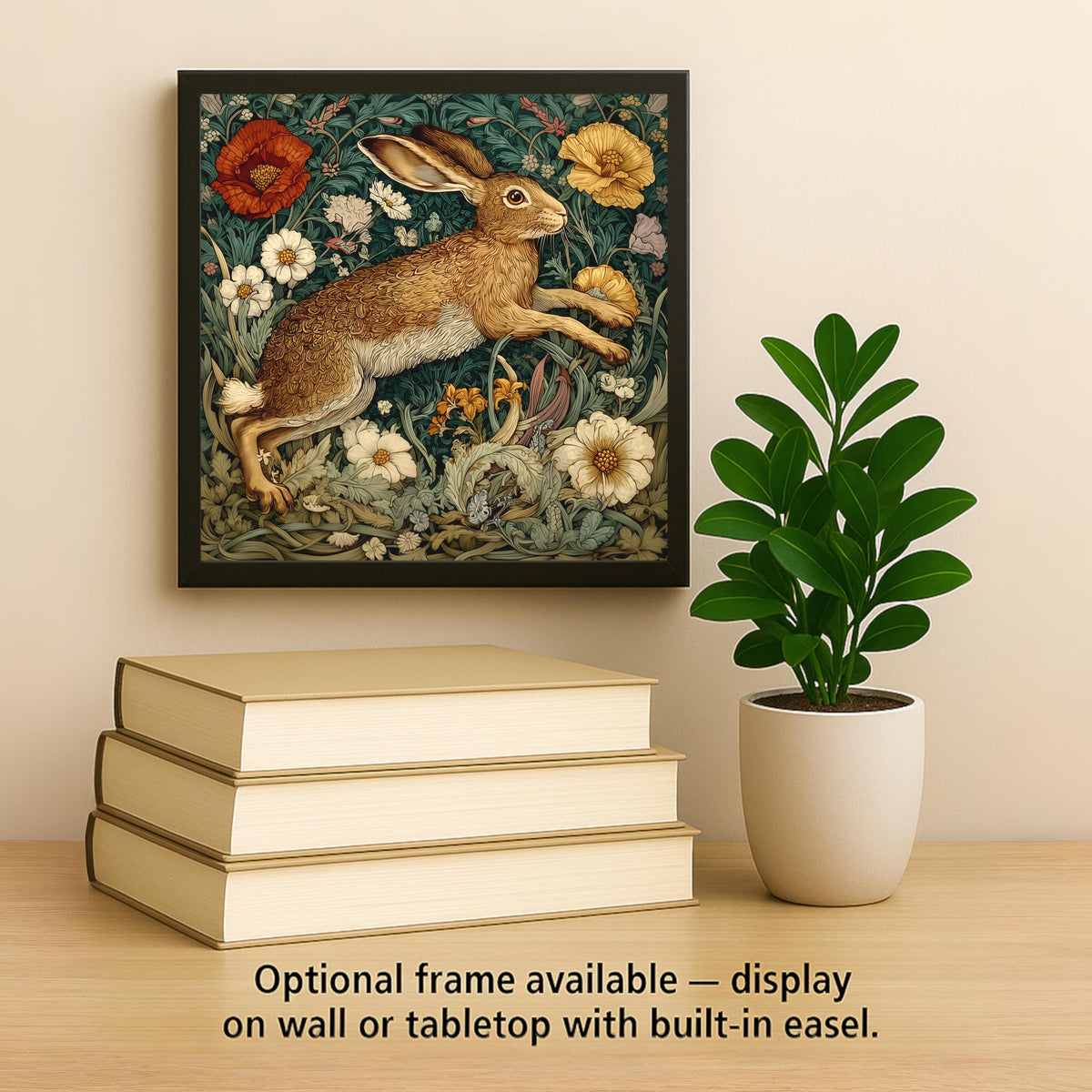 William Morris Leaping Hare Ceramic Art Tile: Woodland Wildflower Wall Decor Art Nouveau Vintage Art Traditional Home Decor
