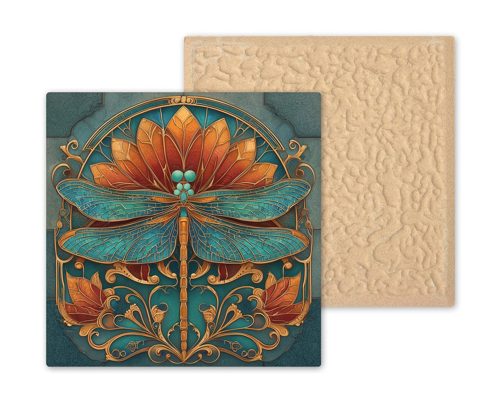 Dragonfly Art Deco Ceramic Art Tile: Vintage Bronze Art Nouveau Wall Decor 1920s Gallery Home Decor Insect Lover Gift Retro
