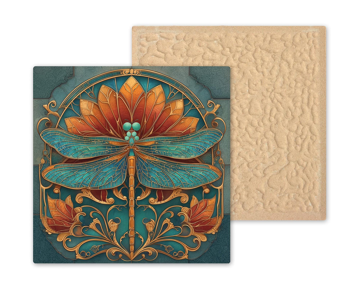 Dragonfly Art Deco Ceramic Art Tile: Vintage Bronze Art Nouveau Wall Decor 1920s Gallery Home Decor Insect Lover Gift Retro