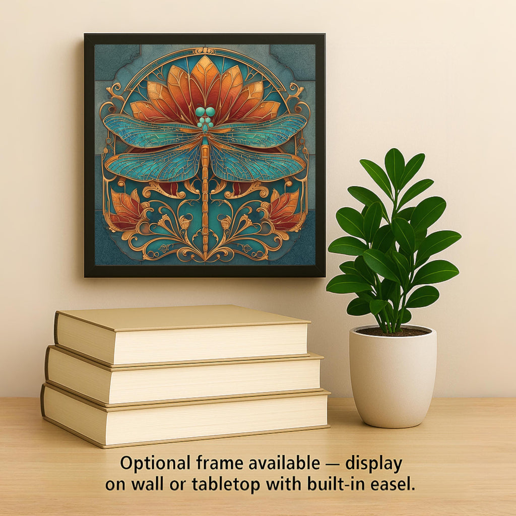Dragonfly Art Deco Ceramic Art Tile: Vintage Bronze Art Nouveau Wall Decor 1920s Gallery Home Decor Insect Lover Gift Retro