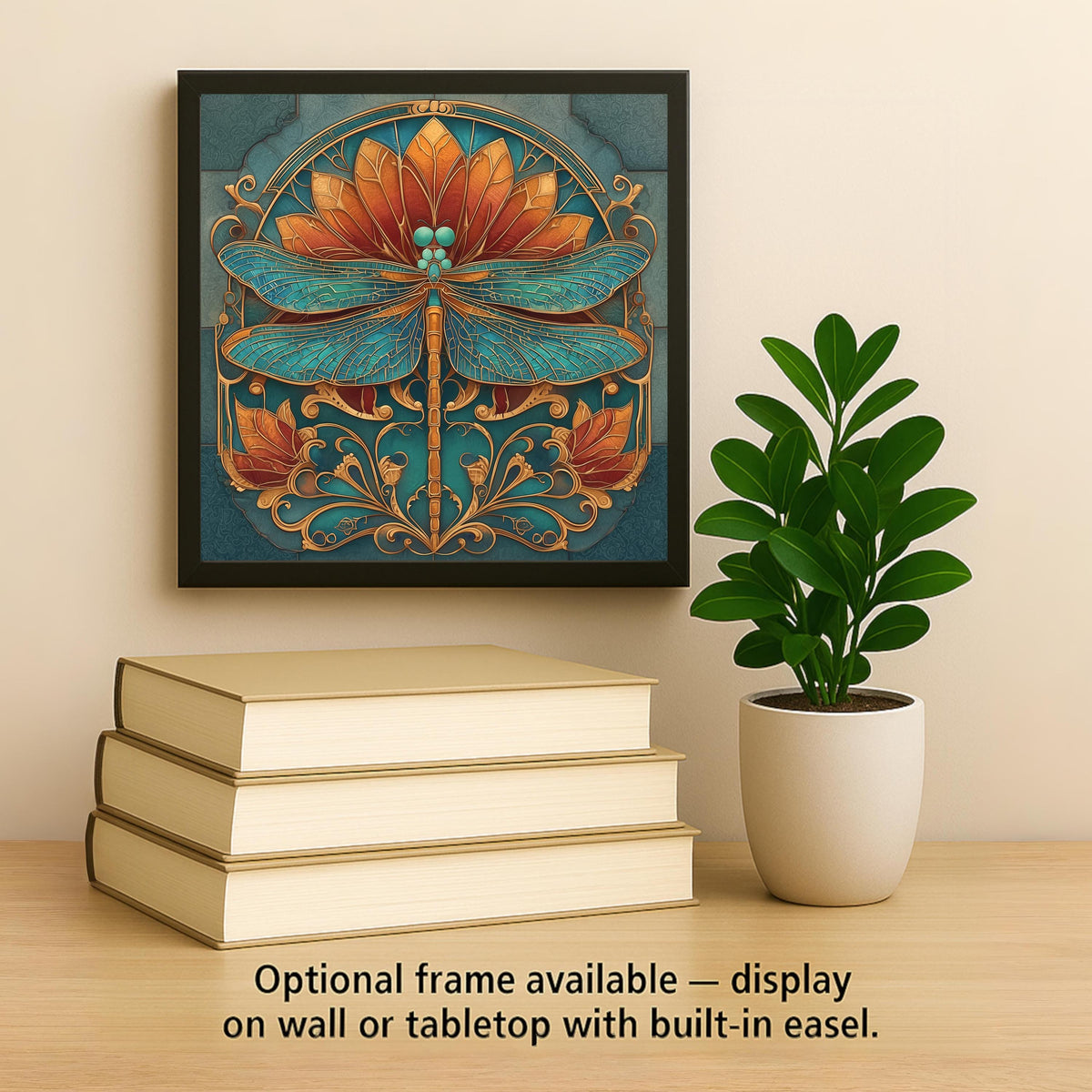 Dragonfly Art Deco Ceramic Art Tile: Vintage Bronze Art Nouveau Wall Decor 1920s Gallery Home Decor Insect Lover Gift Retro