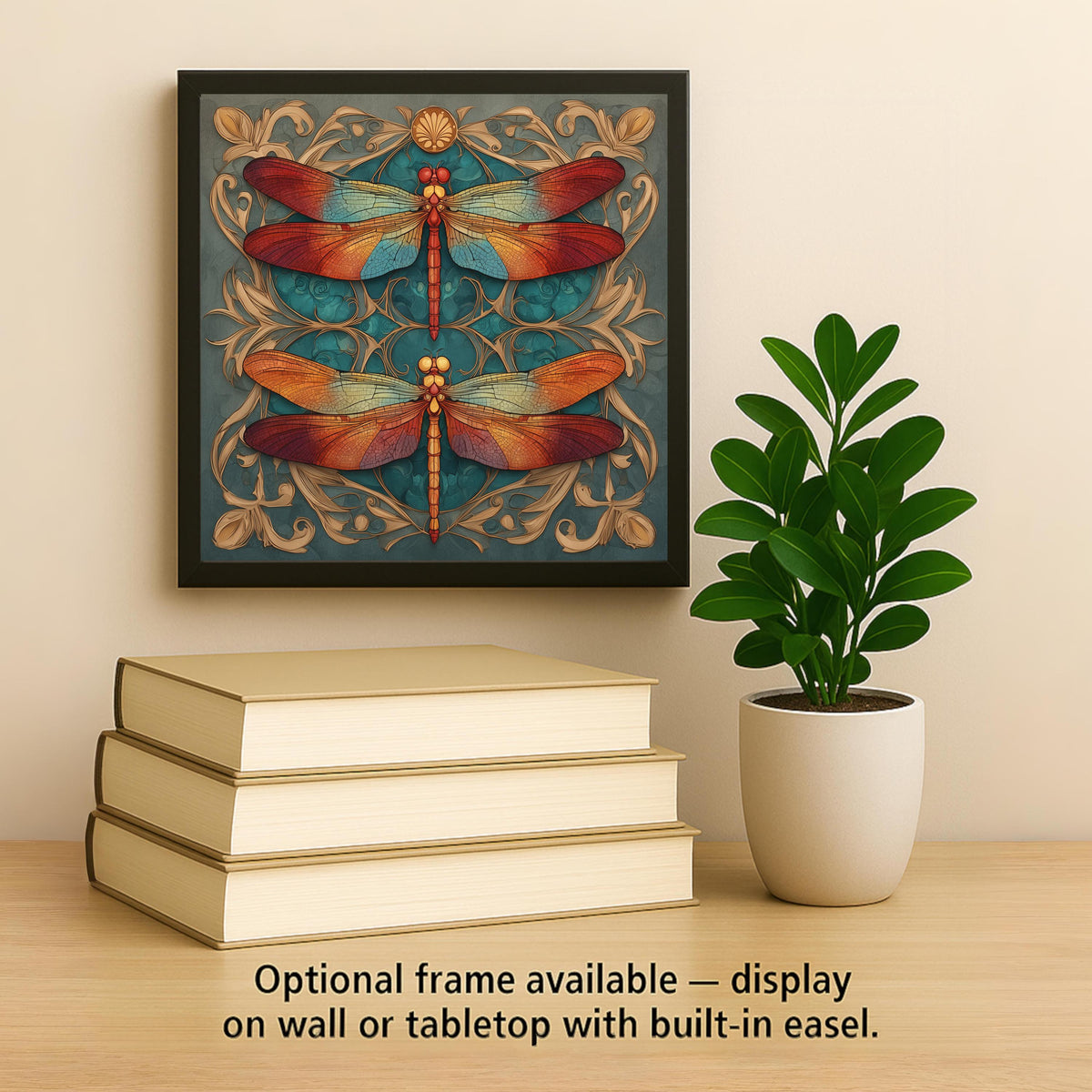 Dragonfly Pair Ceramic Art Tile: Art Deco Vintage Bronze Wall Decor Anniversary Gift Art Nouveau Gallery Home Decor Couples
