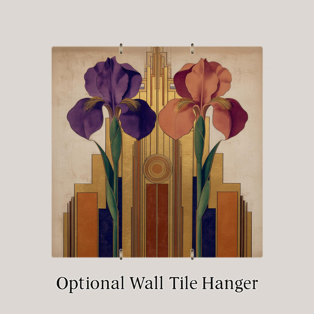 Art Deco Iris Pair Ceramic Art Tile: Roaring 20s Wall Decor Anniversary Gift Art Nouveau Gallery Home Decor Couples Iris
