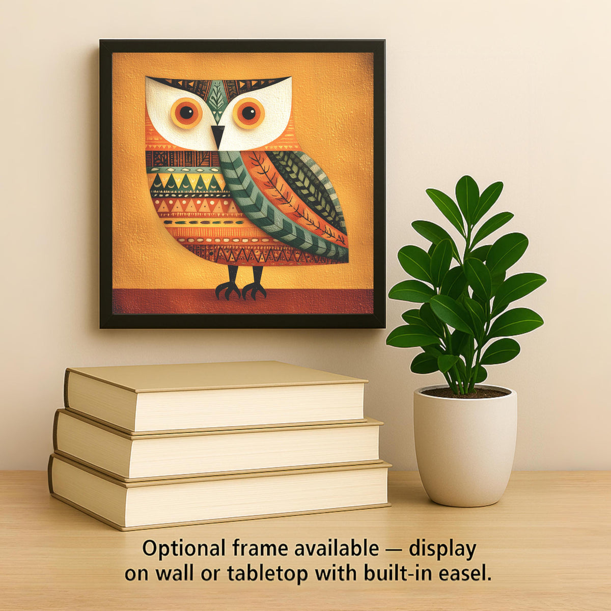 Whimsical Owl Folk Art Ceramic Art Tile: Nature Lover Wall Decor Rustic Home Decor Owl Lover Gift Cottagecore Bird Art