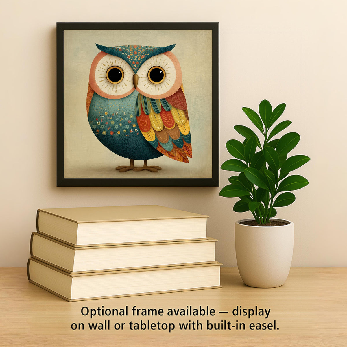 Baby Owl Folk Art Ceramic Art Tile: Sweet Nursery Wall Decor Baby Shower Gift Cottagecore Home Decor Owl Lover Bird Art