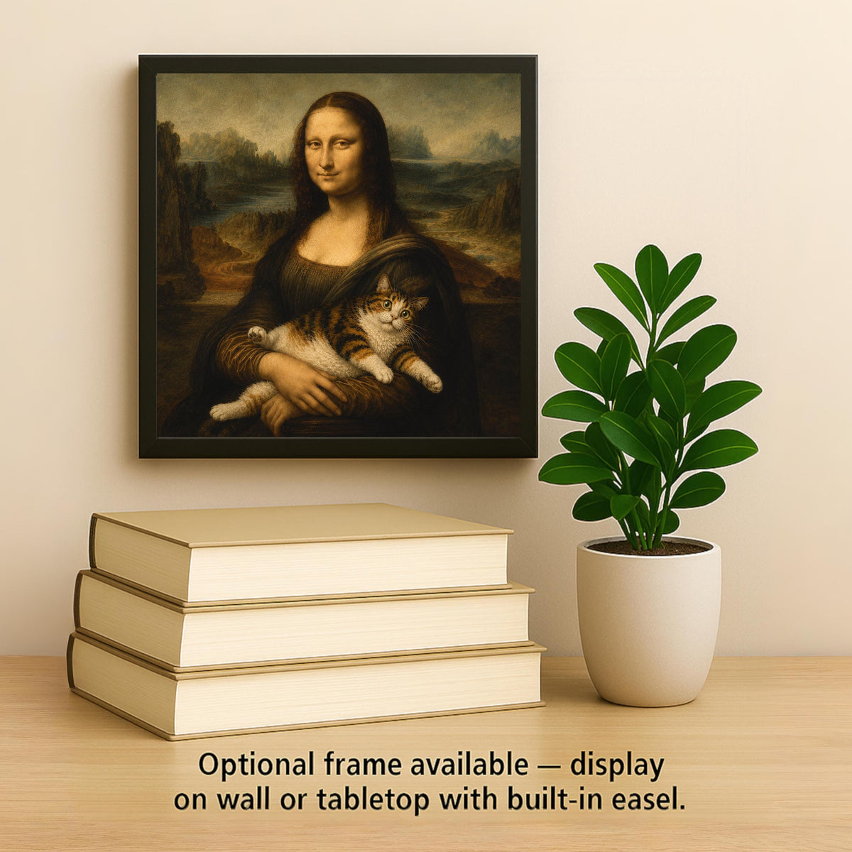 Funny Cat Ceramic Art Tile: Cat and the Mona Lisa Famous Painting Parody Wall Decor Art Lover Gift Quirky Home Decor Art