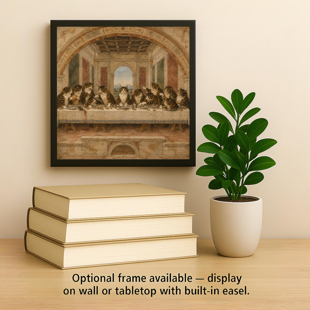 Funny Cat Ceramic Art Tile: Cats at the Last Supper Famous Painting Parody Wall Decor Cat Lover Gift Quirky Home Decor Art