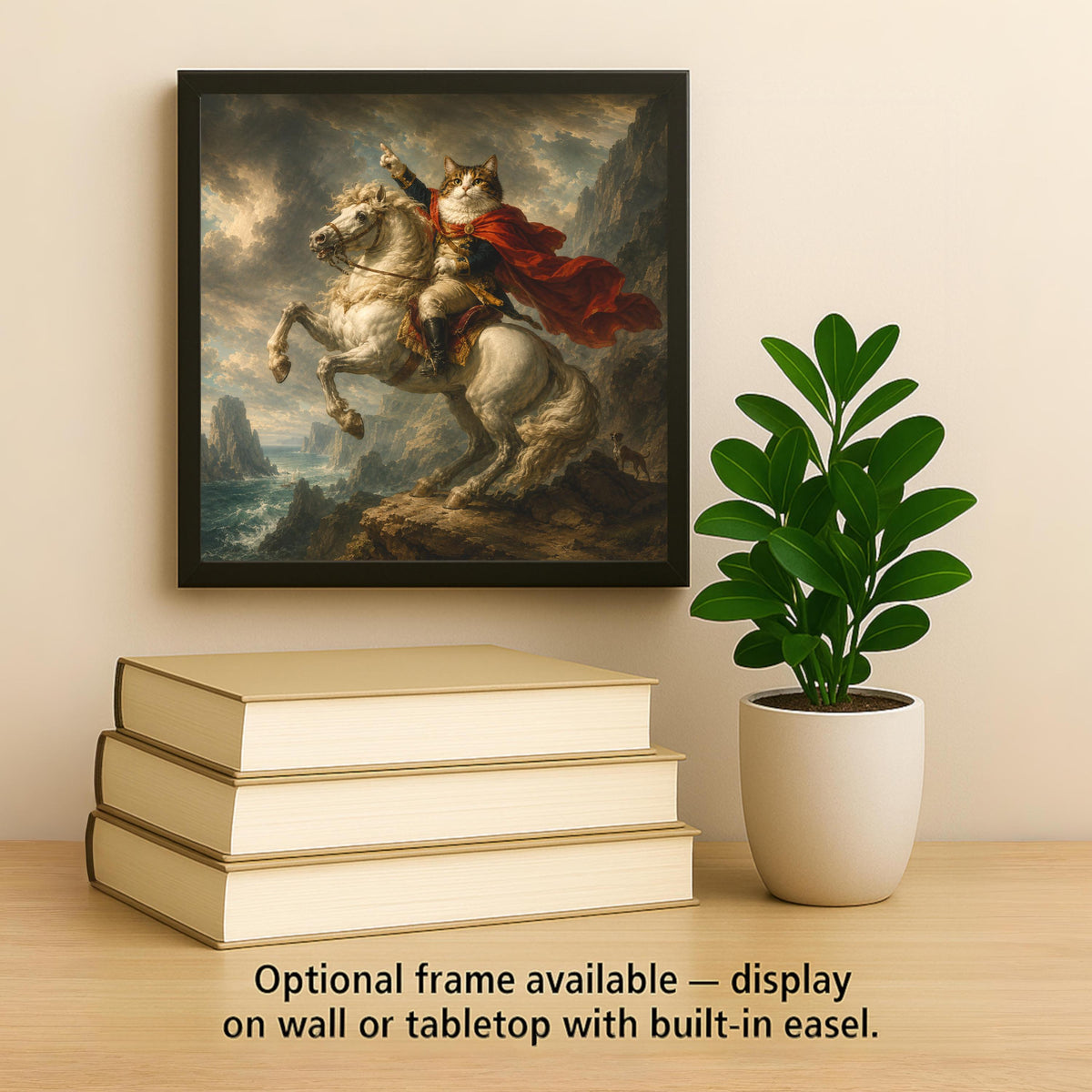 Funny Cat Ceramic Art Tile: Cat Crossing the Alps Famous Painting Parody Wall Decor Art Lover Gift Quirky Home Decor Art