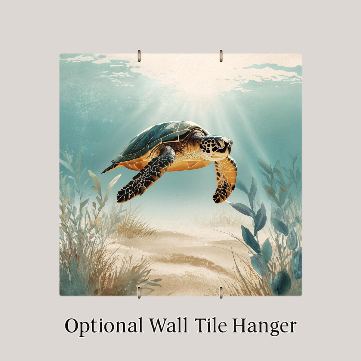Ocean Sea Turtle Ceramic Art Tile: Nautical Wall Decor Coastal Beach House Sea Life Home Decor Wall Art