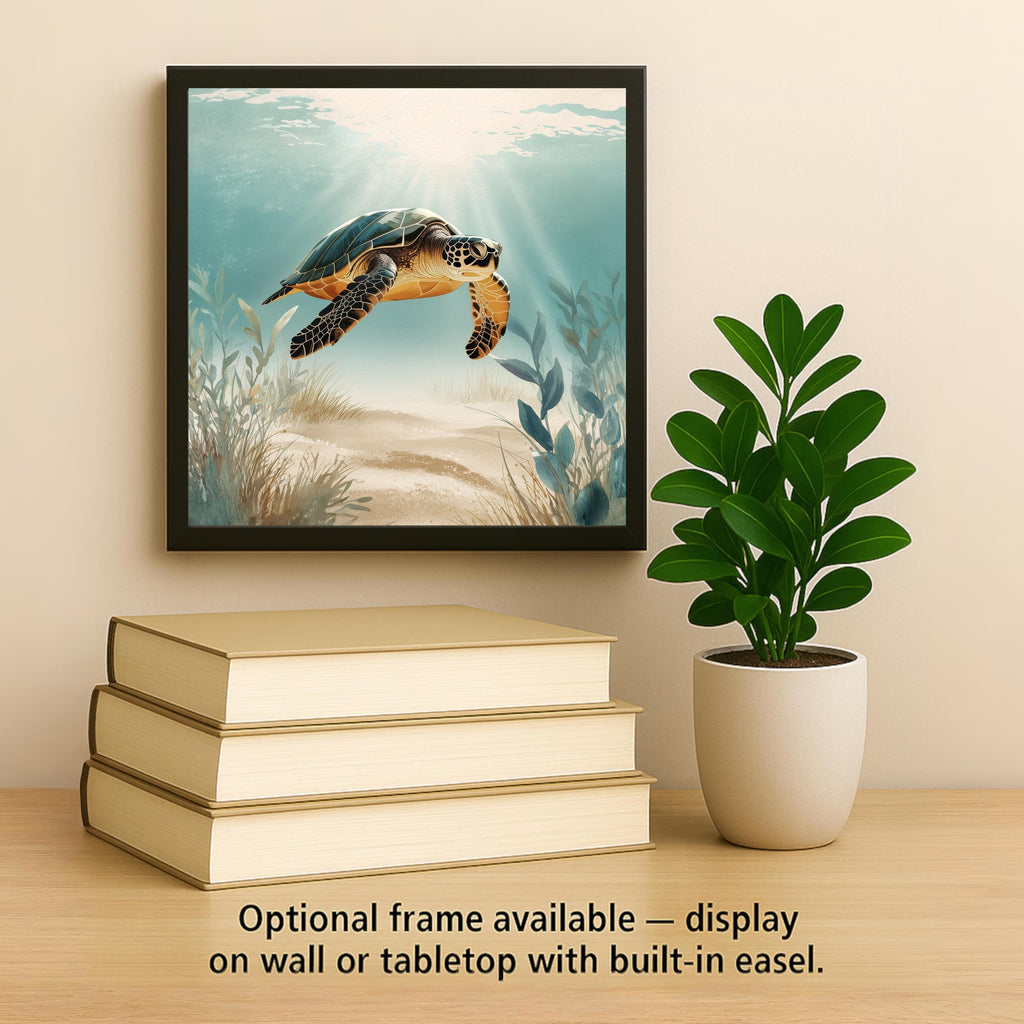 Ocean Sea Turtle Ceramic Art Tile: Nautical Wall Decor Coastal Beach House Sea Life Home Decor Wall Art