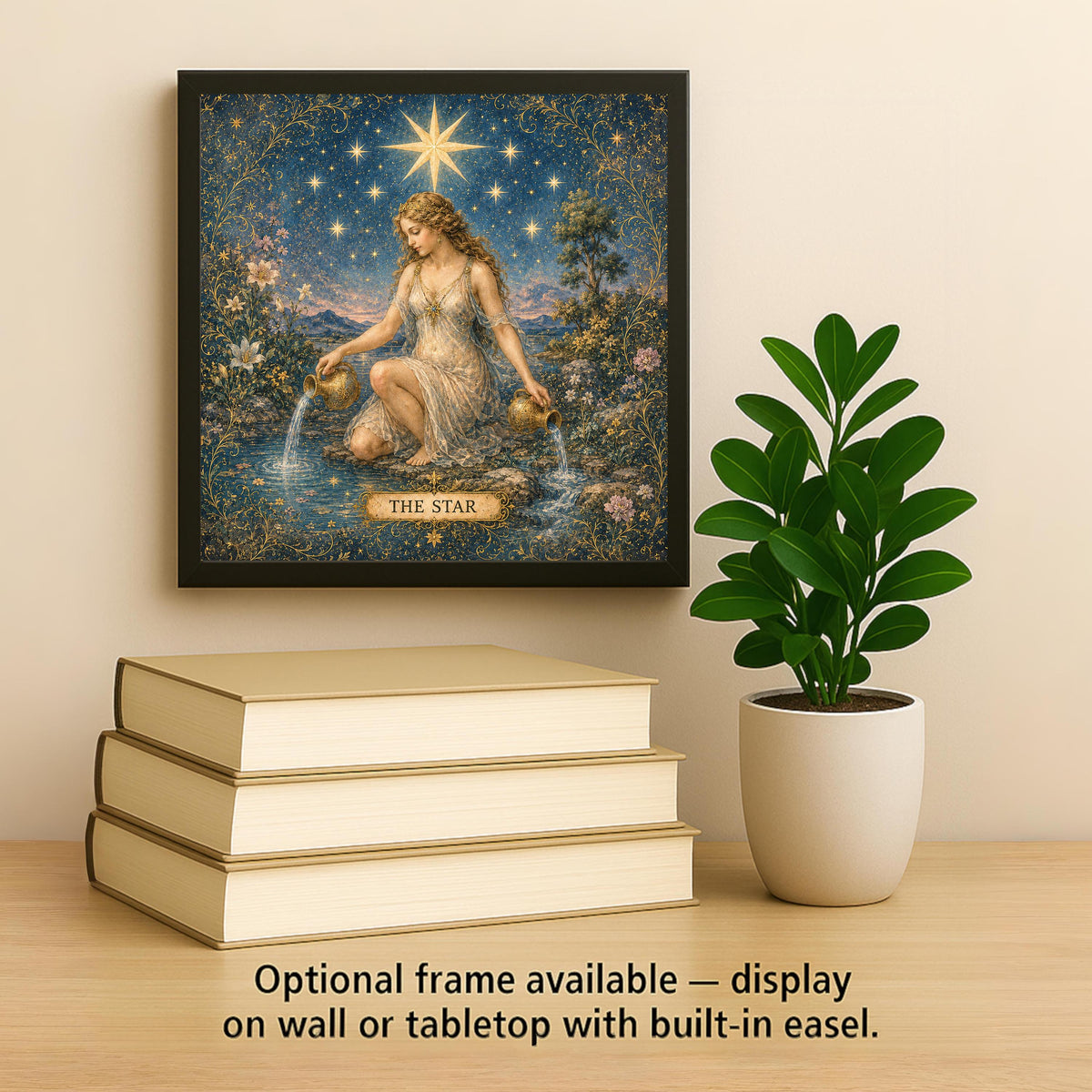 The Star Tarot Wall Art Ceramic Tile Celestial Mystical Decor Vintage Esoteric Card Art Witchy Boho Night Sky Tile