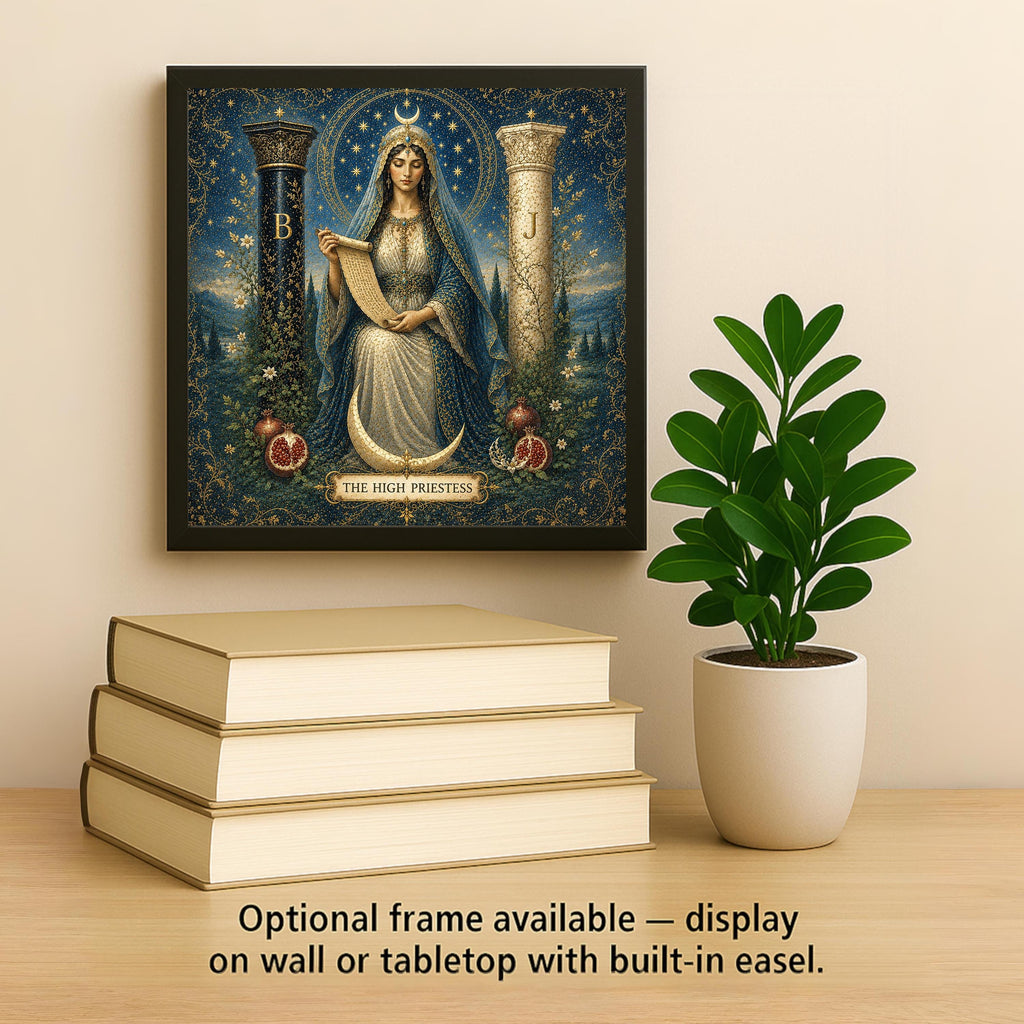 High Priestess Tarot Wall Art Ceramic Tile Mystical Decor Vintage Esoteric Card Art Divine Feminine Pomegranate Tile