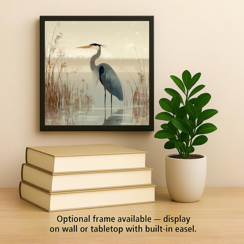 Great Blue Heron Ceramic Art Tile: Coastal Wall Decor Marsh Bird Beach House Home Decor Wall Art