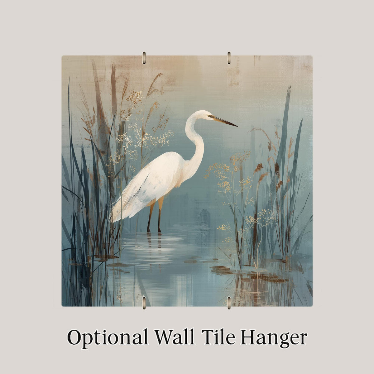 Coastal Marsh Bird Ceramic Art Tile: Beach House Wall Decor Egret Lake House Home Decor Wall Art