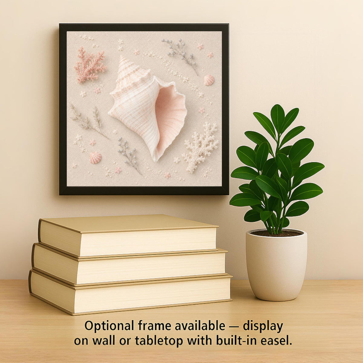 Coastal Shell Ceramic Art Tile: Beach House Wall Decor Bathroom Conch Ocean Home Decor Wall Art