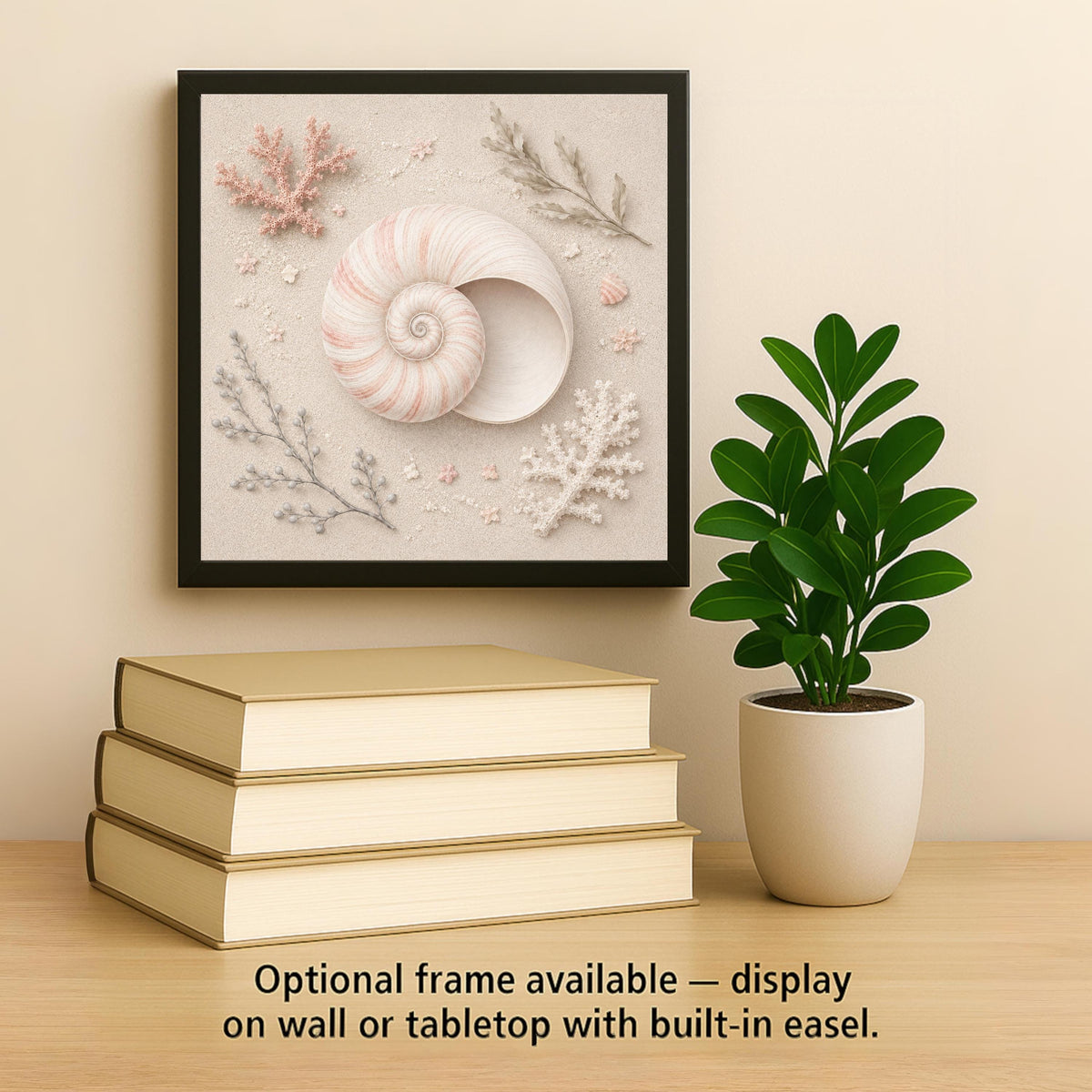 Seashell Nautilus Ceramic Art Tile: Coastal Wall Decor Beach House Accent Ocean Home Decor Wall Art