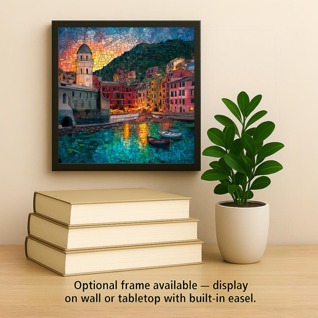 Cinque Terre Ceramic Art Tile: Vernazza Harbor Italy Coastal Wall Decor Italian Travel Gift Mediterranean Home Decor