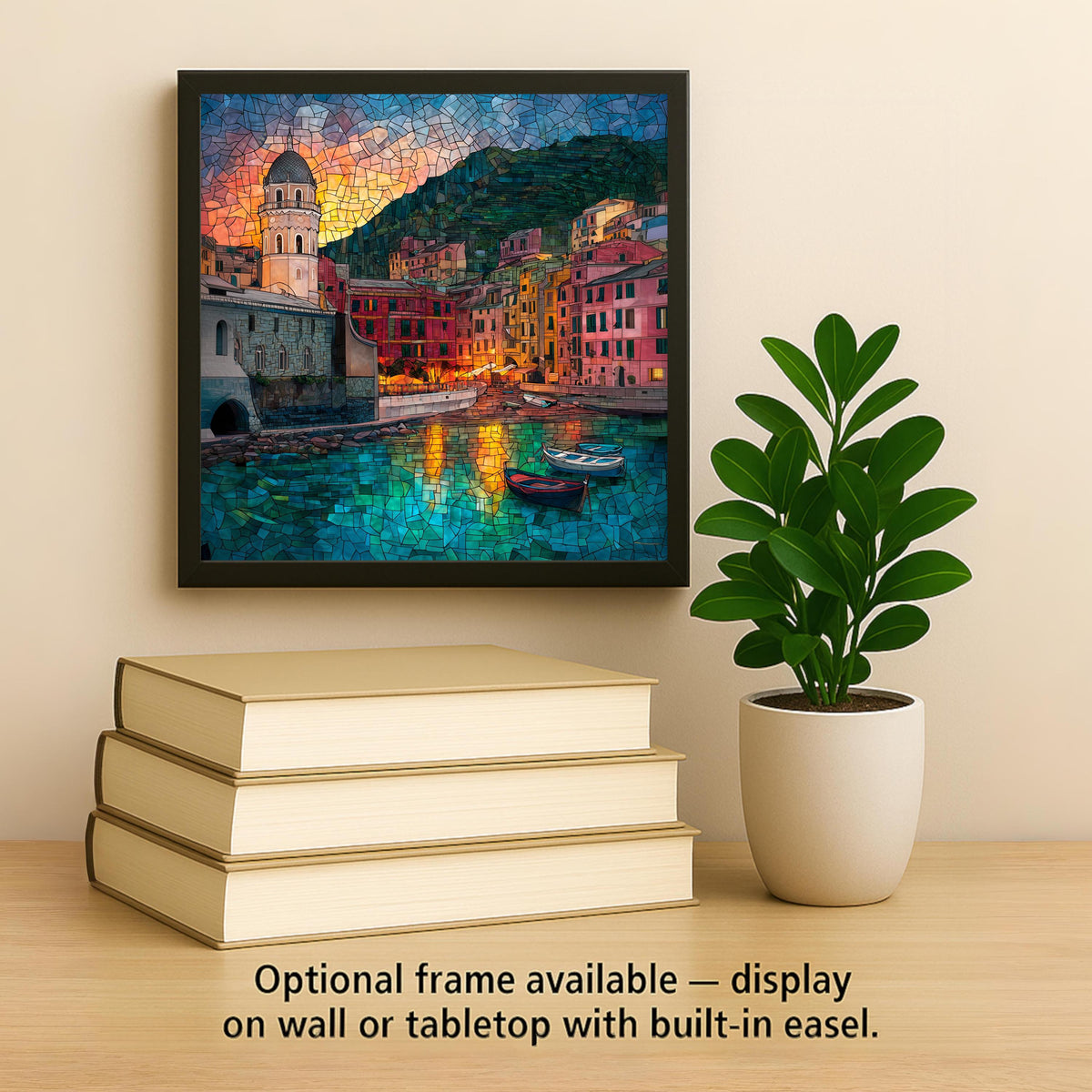 Cinque Terre Ceramic Art Tile: Vernazza Harbor Italy Coastal Wall Decor Italian Travel Gift Mediterranean Home Decor
