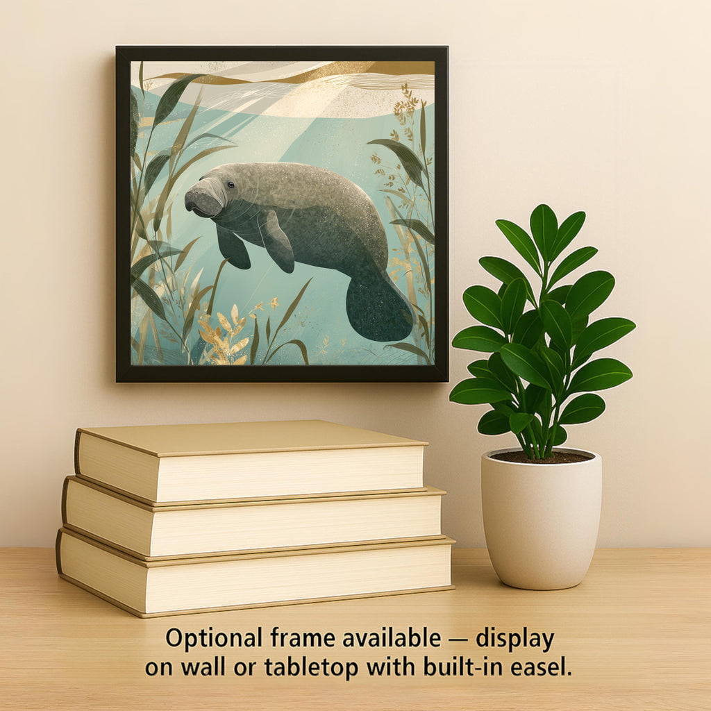 Manatee Ceramic Art Tile: Coastal Wall Decor Beach House Accent Florida Ocean Home Decor Wall Art