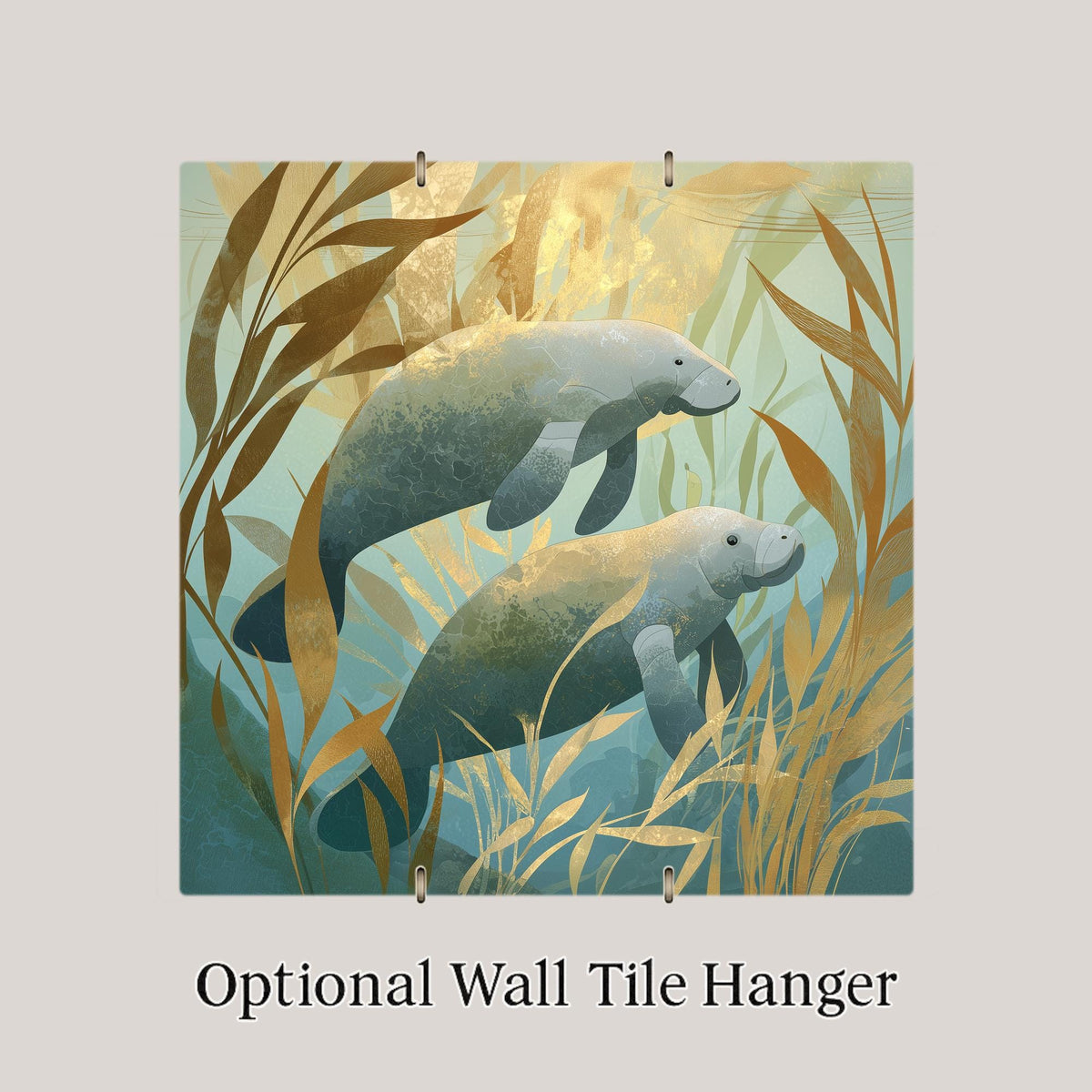 Coastal Manatee Ceramic Art Tile: Beach House Bathroom Wall Decor Calming Ocean Home Decor Wall Art