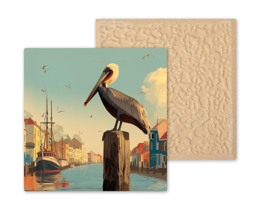 Pelican Ceramic Art Tile: Coastal Wall Decor Beach House Harbor Bird Ocean Home Decor Wall Art