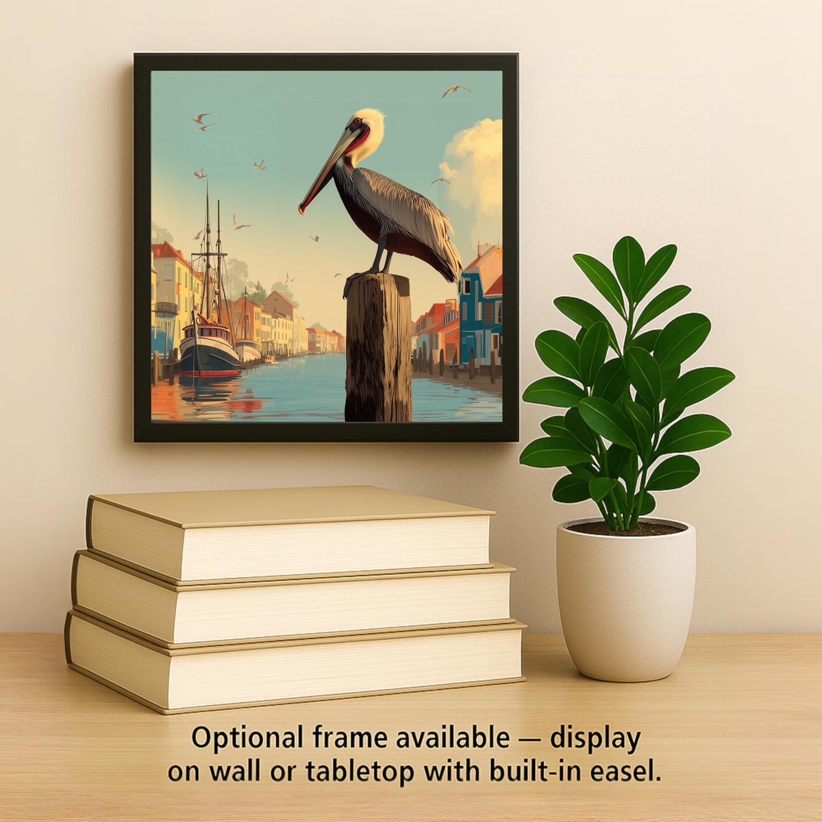 Pelican Ceramic Art Tile: Coastal Wall Decor Beach House Harbor Bird Ocean Home Decor Wall Art