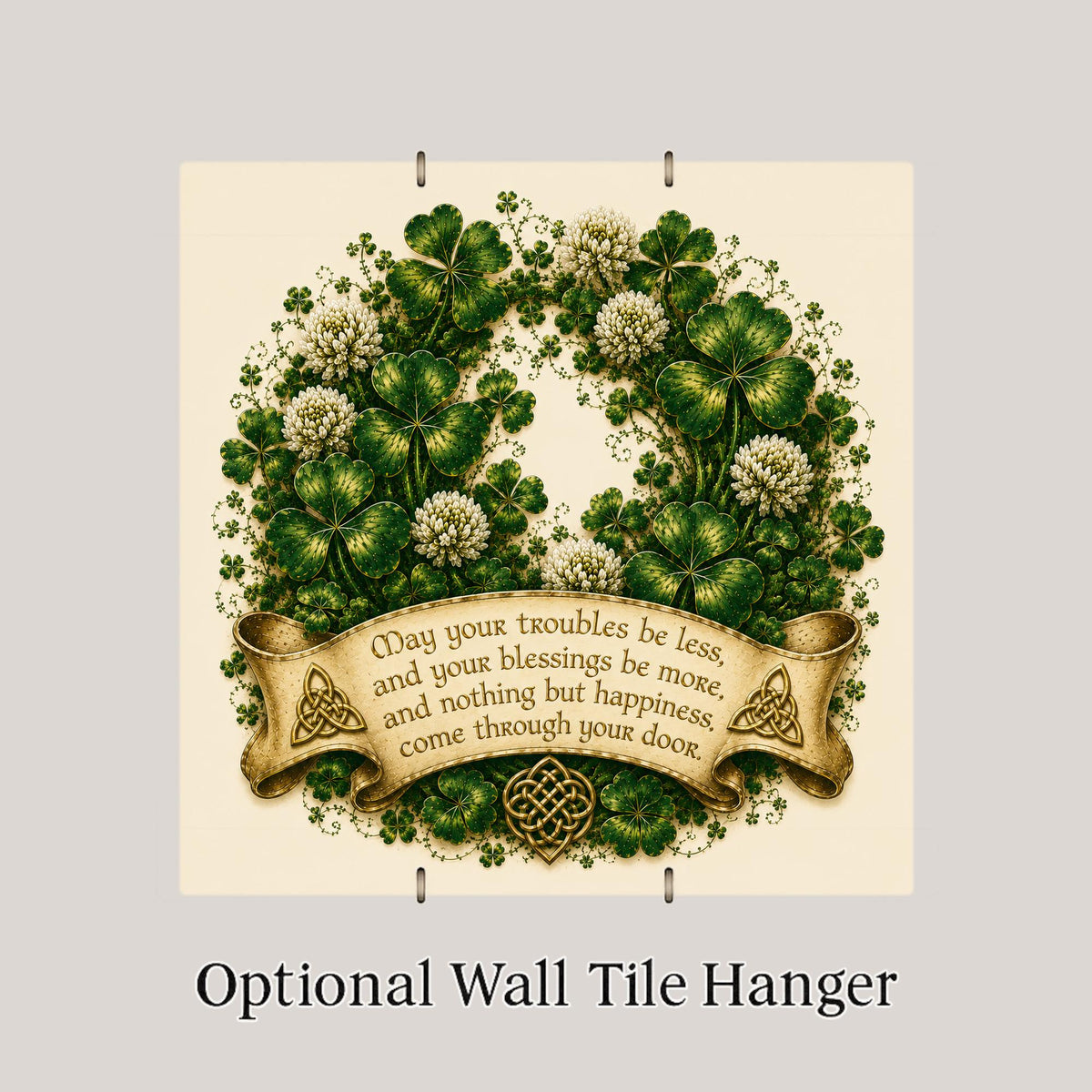 Irish Blessing Shamrock Ceramic Art Tile: St Patricks Day Wall Decor Irish Gift Home Decor Wall Art