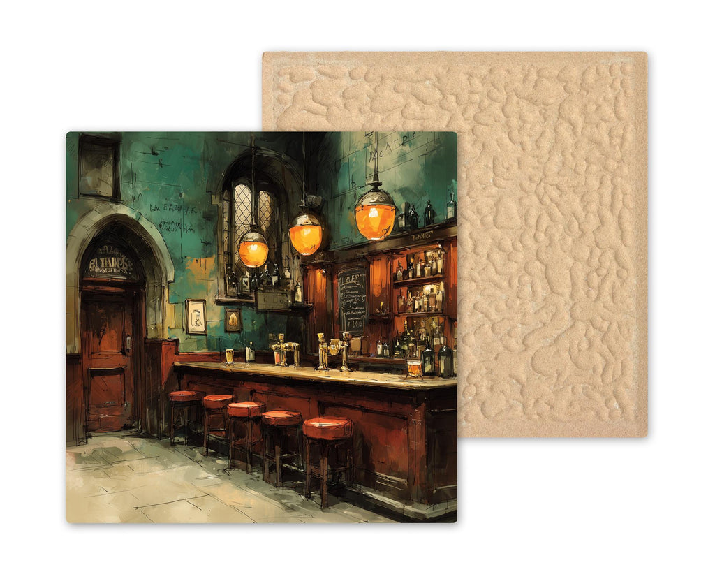 Modern Pub Bar Ceramic Art Tile: Painterly Home Bar Wall Decor Man Cave Cocktail Home Decor Wall Art