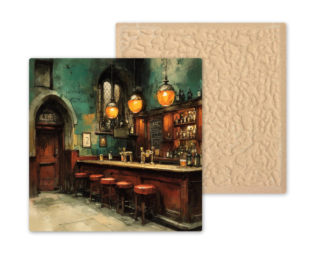Modern Pub Bar Ceramic Art Tile: Painterly Home Bar Wall Decor Man Cave Cocktail Home Decor Wall Art