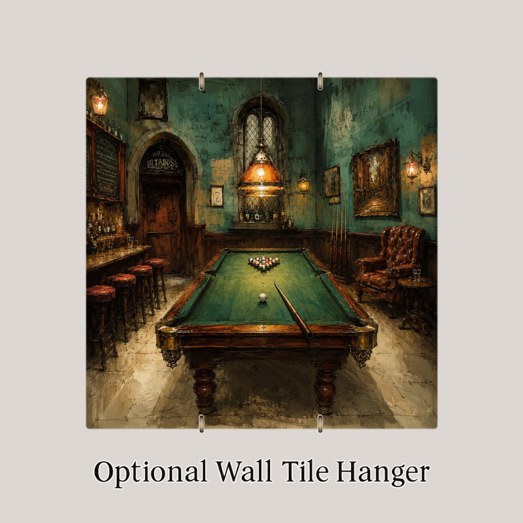 Pool Table Ceramic Art Tile: Billiards Wall Decor Man Cave Game Room Home Decor Wall Art