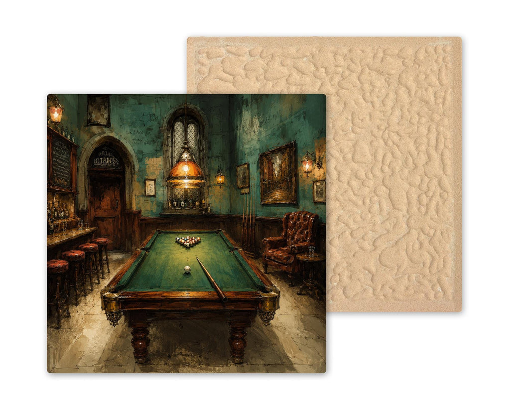Pool Table Ceramic Art Tile: Billiards Wall Decor Man Cave Game Room Home Decor Wall Art