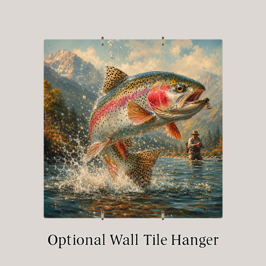 Rainbow Trout Ceramic Art Tile: Fly Fishing Wall Decor Cabin Lake House Angler Home Decor Fathers Day Gift Wall Art