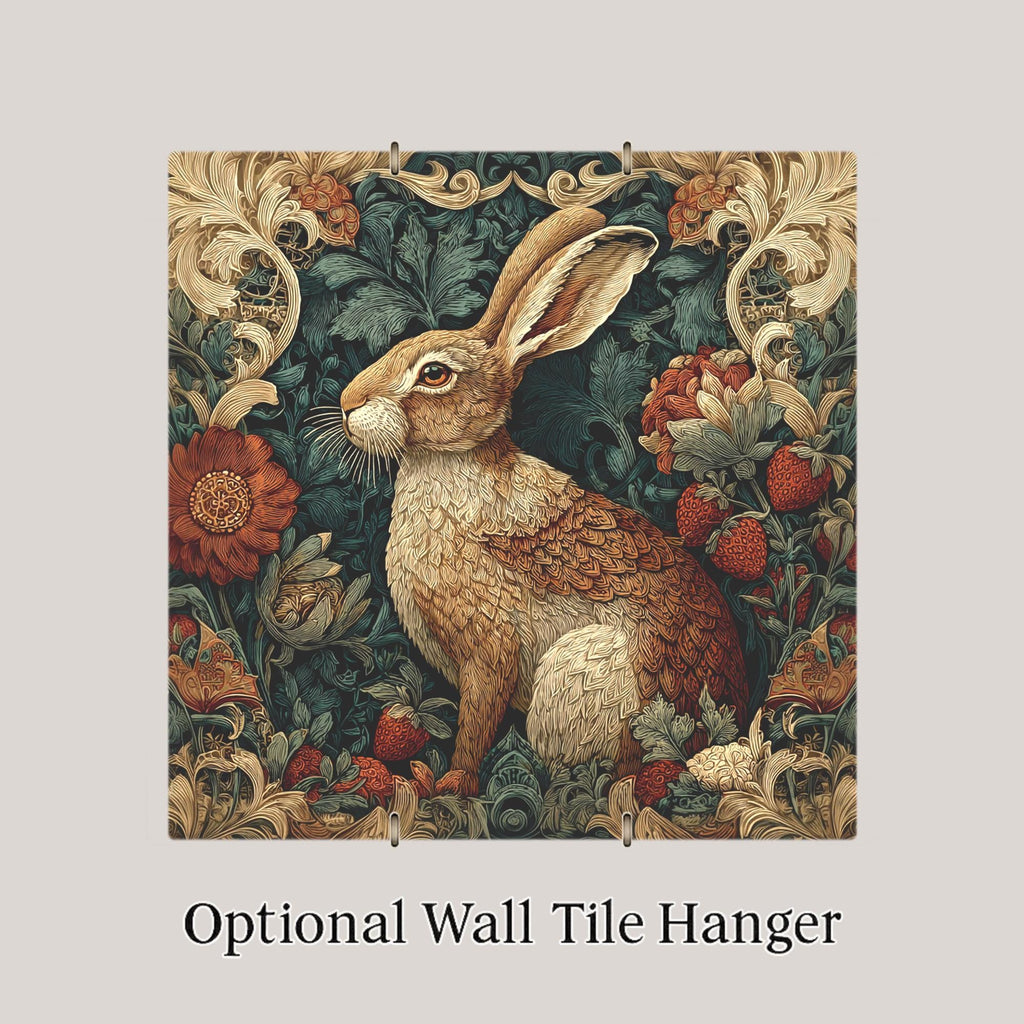 William Morris Hare Ceramic Art Tile: Woodland Wall Decor Art Nouveau Vintage Inspired Art Traditional Home Decor Rabbit Lover