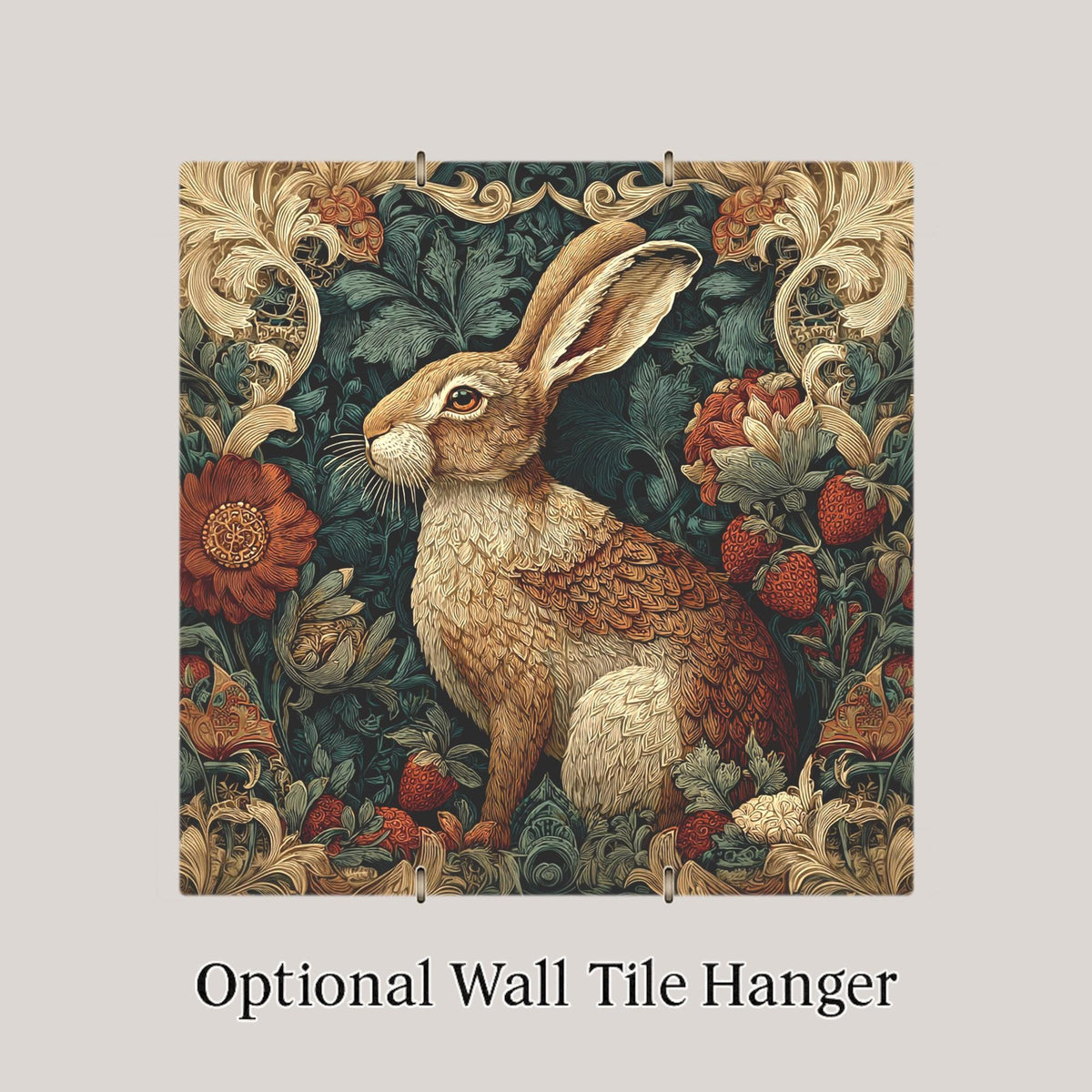 William Morris Hare Ceramic Art Tile: Woodland Wall Decor Art Nouveau Vintage Inspired Art Traditional Home Decor Rabbit Lover