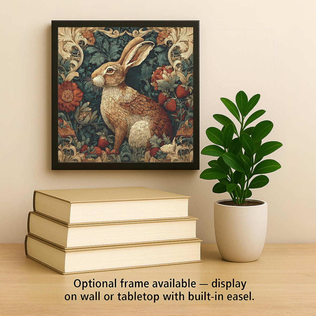 William Morris Hare Ceramic Art Tile: Woodland Wall Decor Art Nouveau Vintage Inspired Art Traditional Home Decor Rabbit Lover