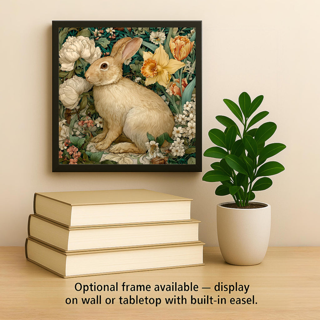 William Morris Spring Rabbit Ceramic Art Tile: Easter Wall Decor Art Nouveau Vintage Mother Day Gift Traditional Home Decor