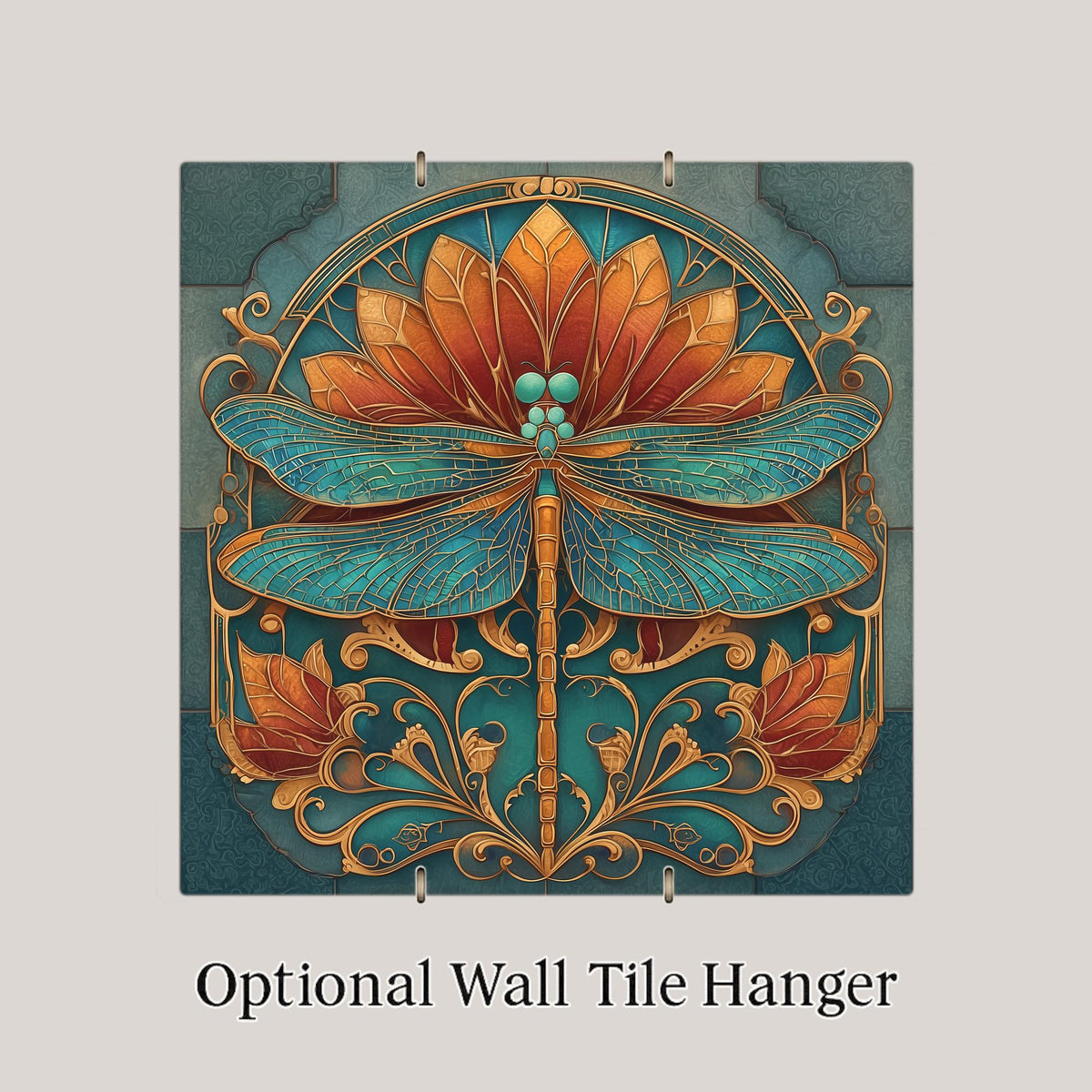 Dragonfly Art Deco Ceramic Art Tile: Vintage Bronze Art Nouveau Wall Decor 1920s Gallery Home Decor Insect Lover Gift Retro
