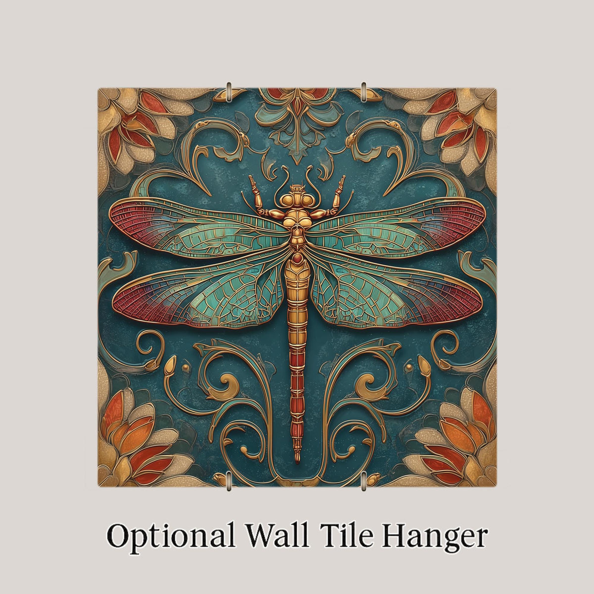 Damselfly Art Deco Ceramic Art Tile: Vintage Bronze Art Nouveau Wall Decor Gallery Home Decor Insect Lover Gift Retro 1920s