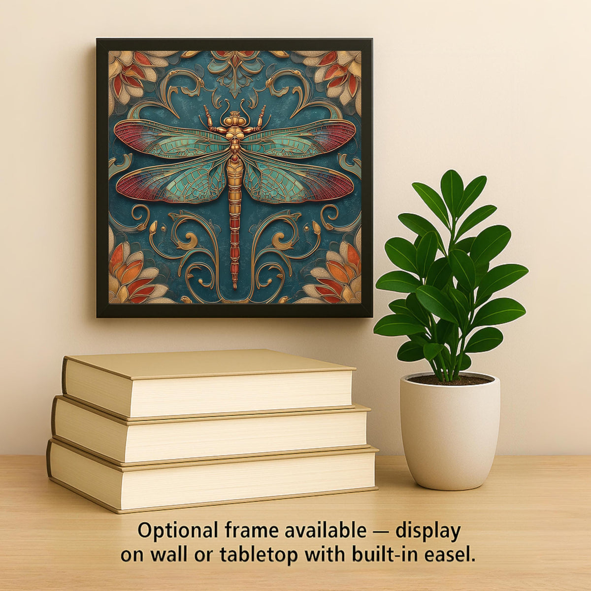 Damselfly Art Deco Ceramic Art Tile: Vintage Bronze Art Nouveau Wall Decor Gallery Home Decor Insect Lover Gift Retro 1920s