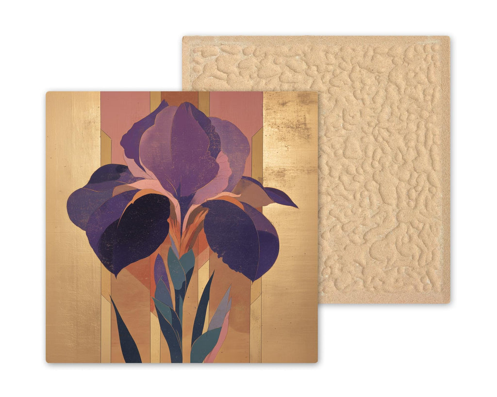 Art Deco Iris Flower Ceramic Art Tile: Roaring 20s Wall Decor Art Nouveau Maximalist Gallery Home Decor Iris Lover Gift